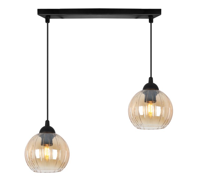 Lampa sufitowa wisząca Light Home LH Costa 2x E27 60W czarny/miodowy 1szt.