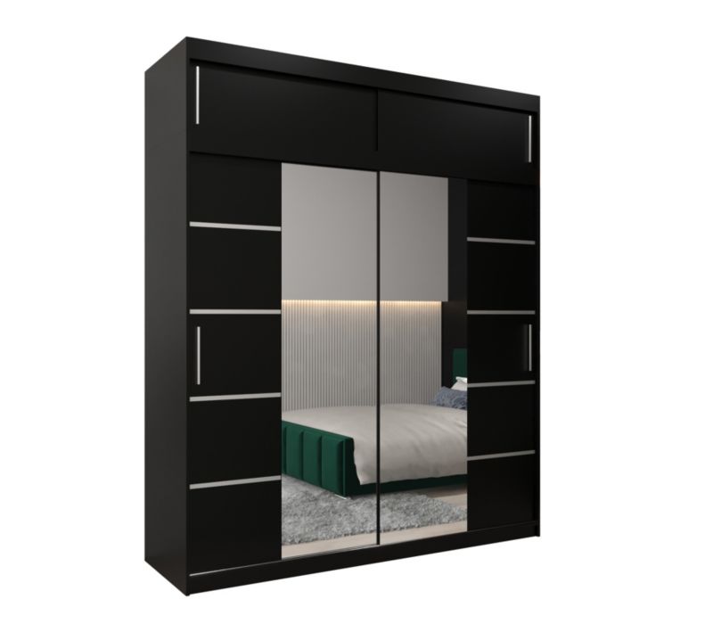 Szafa przesuwna Abiks Verona 4 200 czarny + czarny z nadstawką 1 szt.