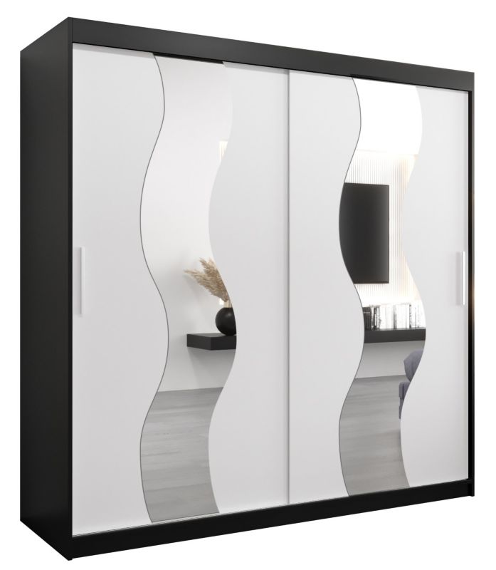 Szafa przesuwna Abiks SEWILLA 200 czarny mat + biały mat 1 szt.