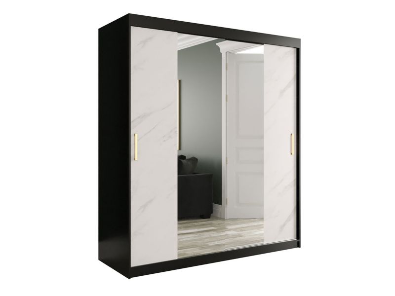 Szafa MIRJAN 24 Marmur T1 180 czarny mat / biały marmur 1 szt.