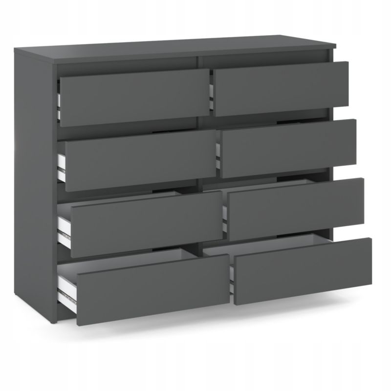 Duża Komoda Z 8 Szufladami Stiv-Meble Szary Mat Szafka 120X33,5X92,5 Cm 1Szt.