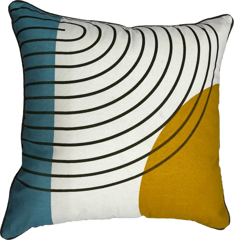 Poduszka bawełniana 45 x 45 cm z lamówką niebiesko żółta