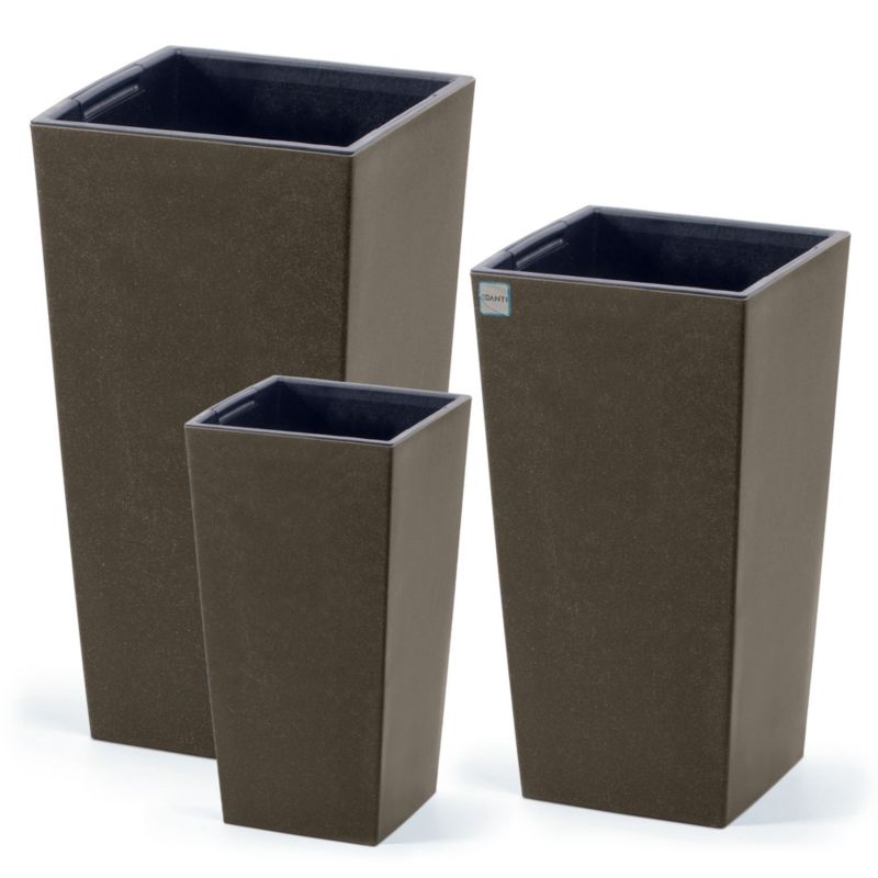 Donica EDANTI Ogrodowa 19,5/24/29,5 cm Na Taras Do Domu Eco Wood Kawa 3 szt.