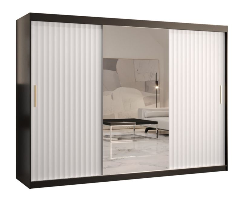 Szafa przesuwna Abiks RIFLO WAVE 2 250 czarny mat+ biały mat 1 szt.