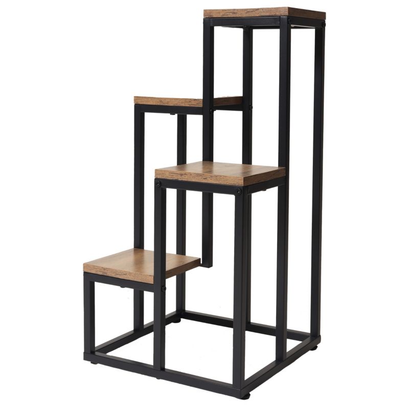 Kwietnik metalowy Bauerkraft piętrowy stojak na 4 kwiaty dąb rustykalny 1 szt.