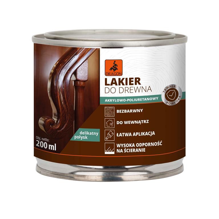 Lakier akrylowo-poliuretanowy do drewna Dragon 0,2 l