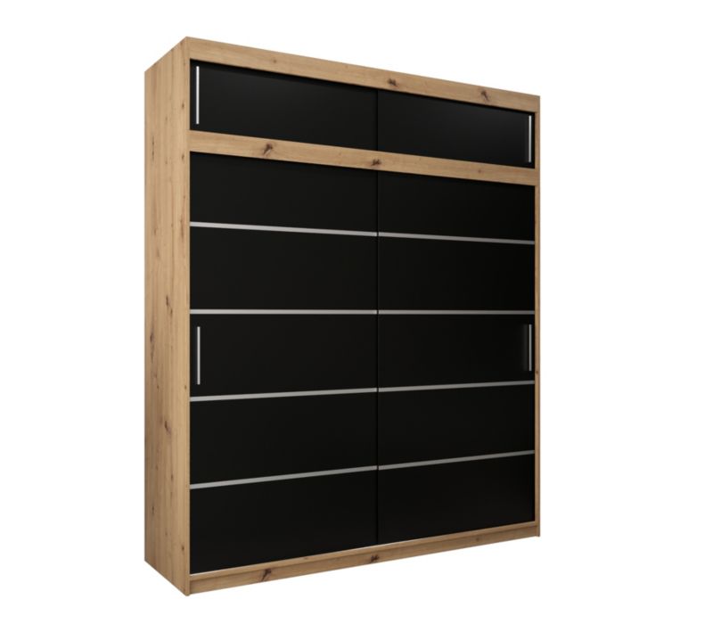 Szafa przesuwna Abiks Verona 1 200 artisan + czarny z nadstawką 1 szt.