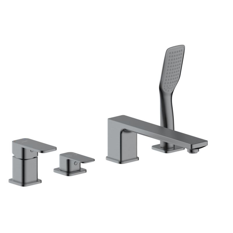 Bateria wannowo-prysznicowa Oltens Hadsel grafit jednouchwytowa mosiądz 4-otworowa 1 szt.