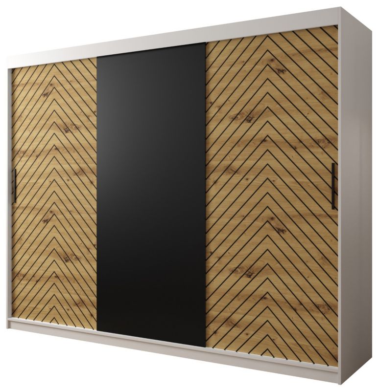 Szafa przesuwna Garderoba Abiks Jodełka 250 biały + artisan 1 szt.