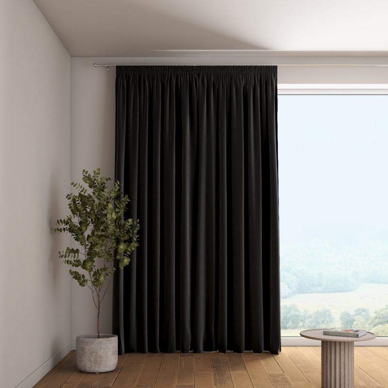 Zasłona na taśmie marszczącej 1 szt. 130 x 260 cm Dekoria głęboka czerń 1 szt.