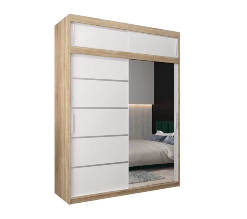 Szafa przesuwna Abiks Verona 2 180 sonoma + biały z nadstawką 1 szt.