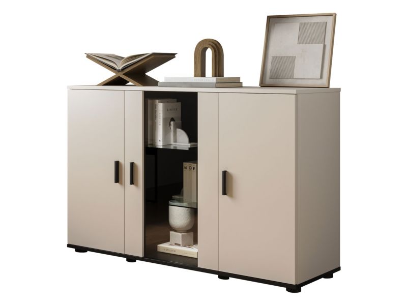 Komoda MIRJAN 24 Soho S07 z niebieskim oświetleniem LED kaszmir + czarny 1 szt.