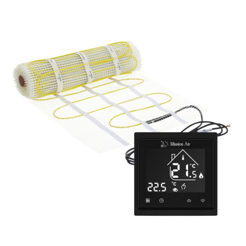Zestaw mat grzewczych pod płytki Mission Air MA-160 3,5m² + Libra Czarny 1szt