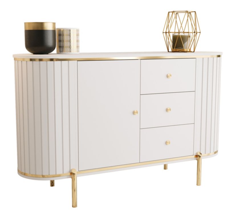 Komoda półokrągła z lamelami Abiks NEW YORK 150 biały 1szt.