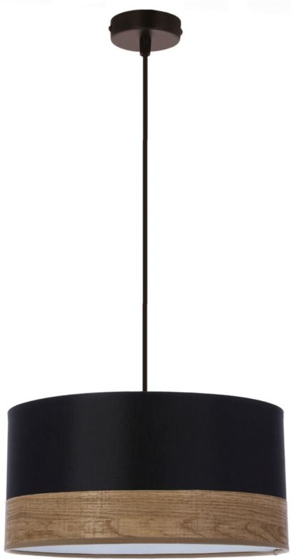 Lampa wisząca Candellux Porto 60W E27 brązowo-czarna, abażur z tkaniny, 1 szt.