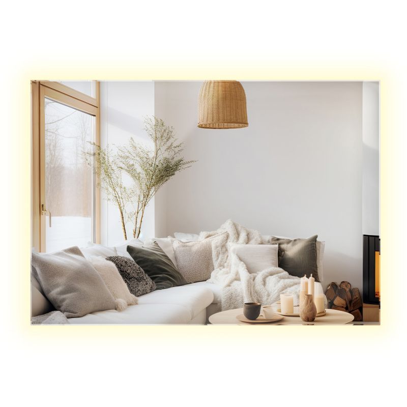 Lustro Prostokątne LED ArtPrintCave 100 x 70 cm Duże Dekoracyjne Zimne Podświetlane do Salonu Sypialni 1 szt.