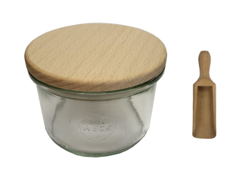 Słoik MODO24 Weck 200 ml fi 80 mold drewniane wieko miarka 1 kpl.