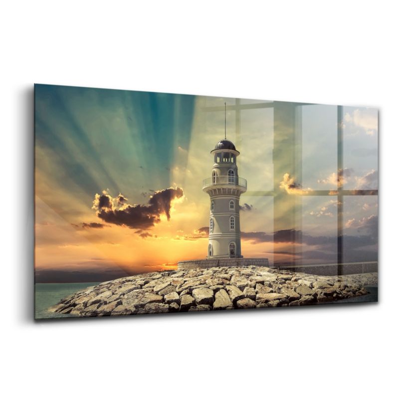 Obraz Szklany Wallfluent 140x70 cm Latarnia Morska Na Morzu 1 szt.