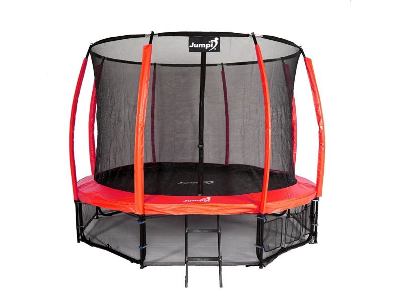 Trampolina Ogrodowa Jumpi 374cm/12FT Maxy Comfort Plus Czerwona Z Wewnętrzną Siatką 1 szt