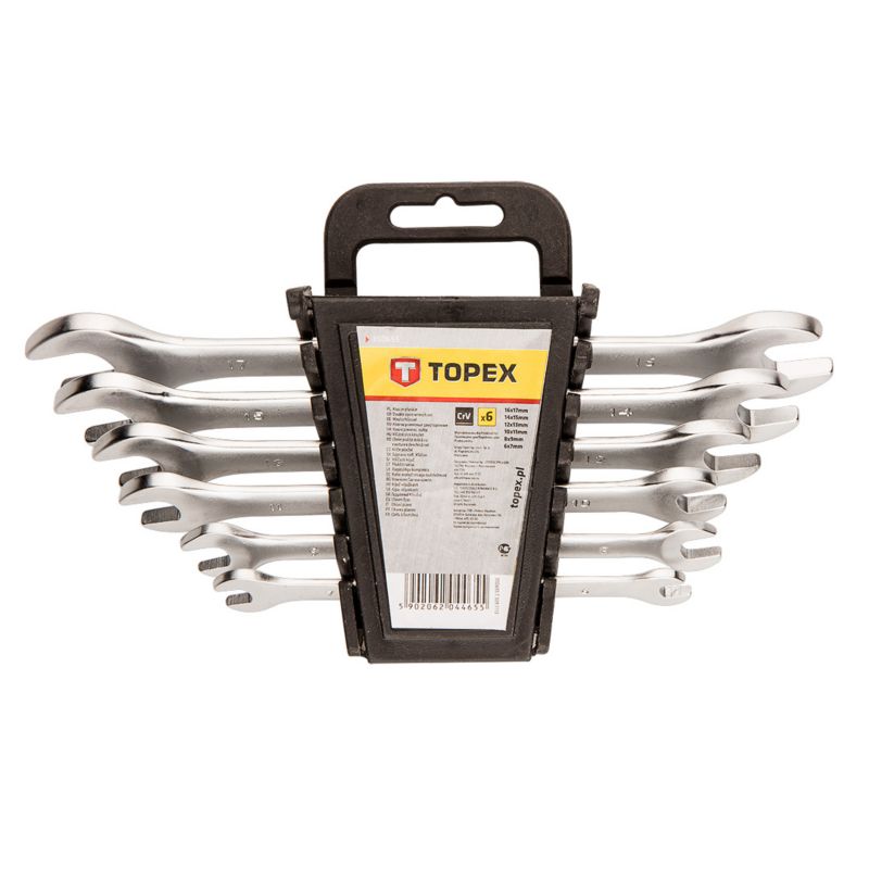 Klucze płaskie TOPEX dwustronne 6-17 mm, zestaw 6 szt. 1 kpl