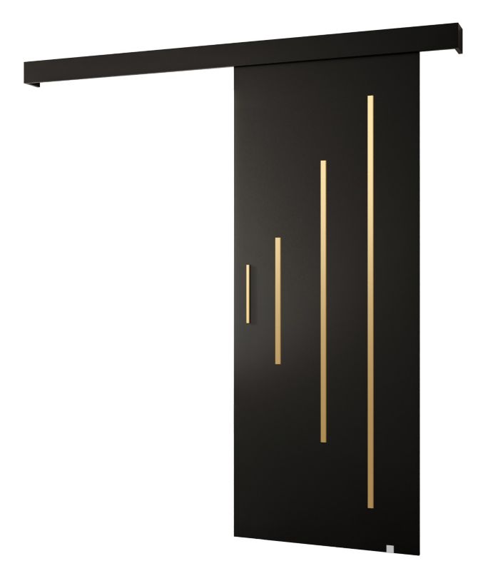 Drzwi przesuwne naścienne Abiks SALWADOR Y 90 czarny mat + czarny mat + złoty 1 szt.