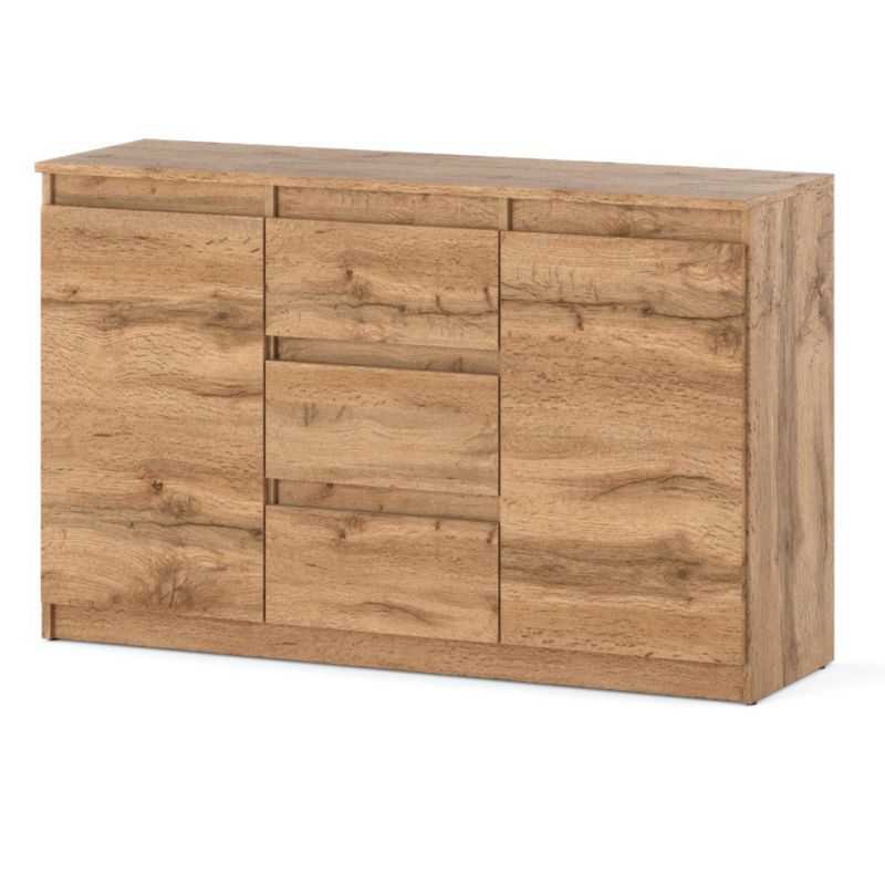 Komoda Hurtownia-Mebli Szuflady 3 Agnes 2D3SZ 120cm Dąb Wotan Dąb Wotan 120x35x75 cm 1szt.