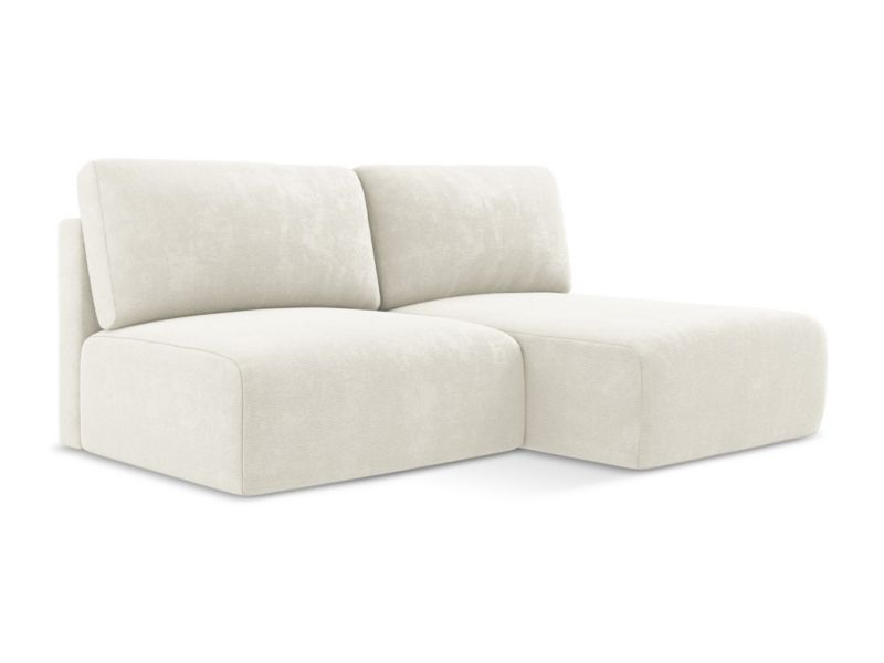 Prawy narożnik z funkcją spania LaMiaSofa OSTIA z tkaniny szenilowej 210x149 cm biały 1 szt.