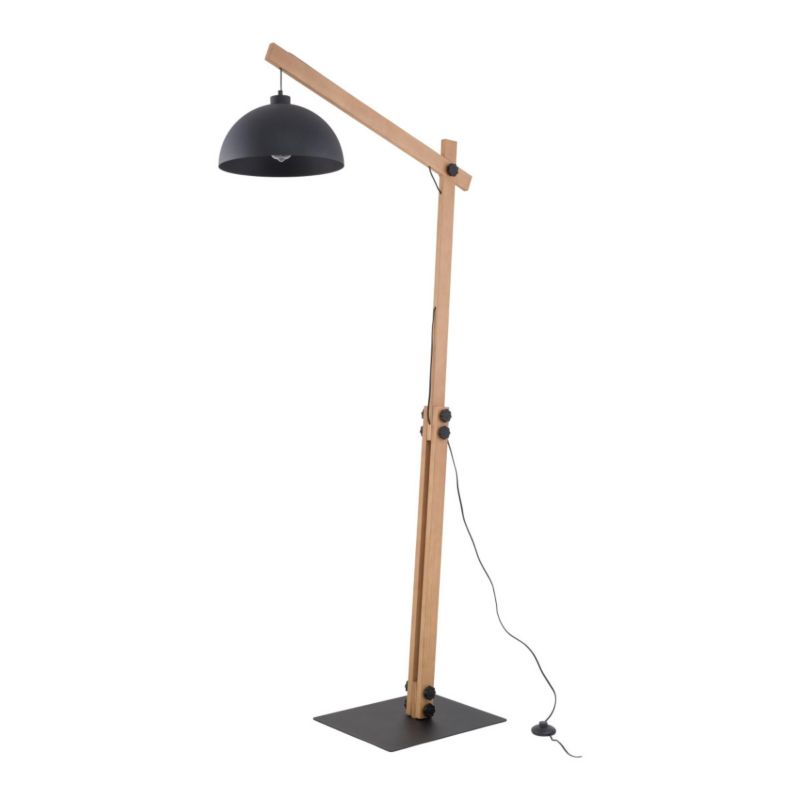 Lampa podłogowa stojąca TK-Lighting Oslo czarna-jasne drewno drewniana 1 x E27 x 20W wym: 180 x 35 x 80 cm - 1 szt.