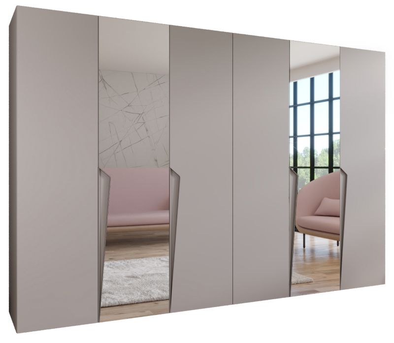 Szafa uchylna z lustrem otwierana Abiks PIANO 2 300 (2x150) wys 202 cm Kaszmir + Kaszmir 1 szt