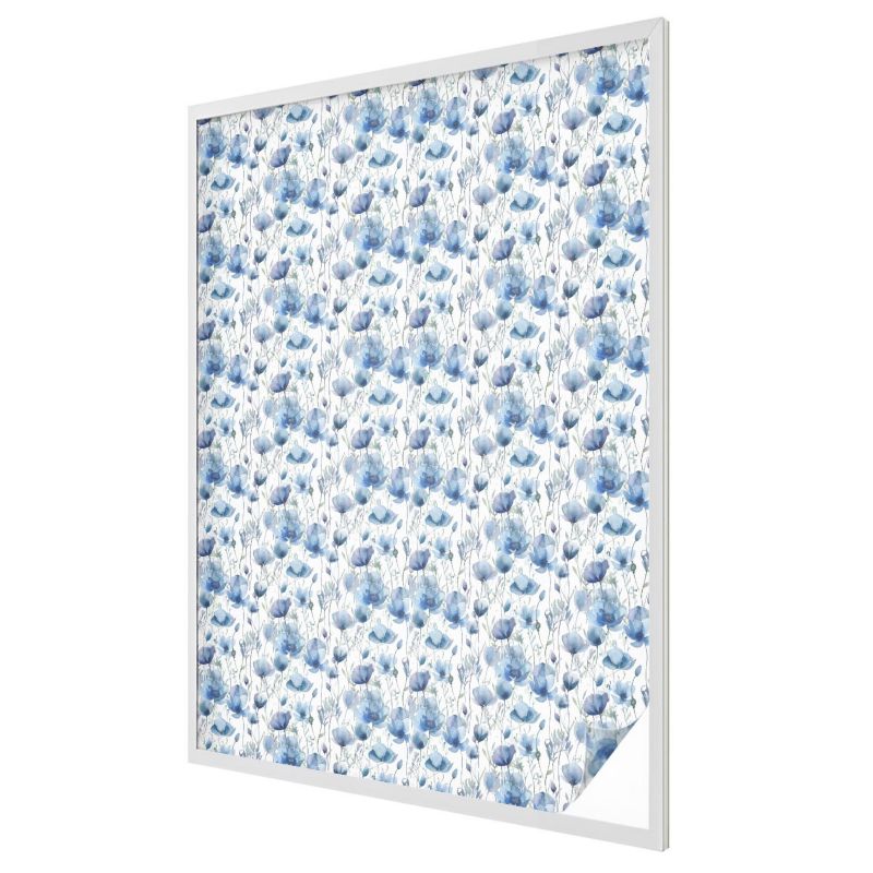 Witraż na Folii Samoprzylepnej Wallfluent 100x146 cm Folia Mrożona Dekoracyjna Niebieski wzór kwiatowy 1 rol.