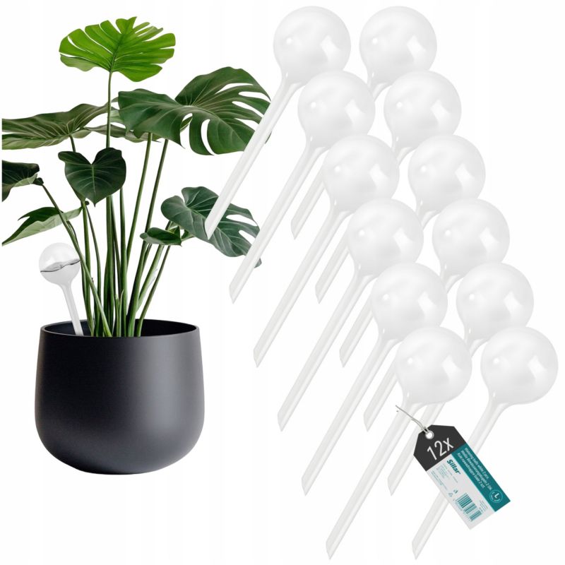Nawadniacz, Sillar, kule nawadniające, do podlewania roślin, kwiatów, rozmiar L, 24cm, 250ml, biały, 12szt