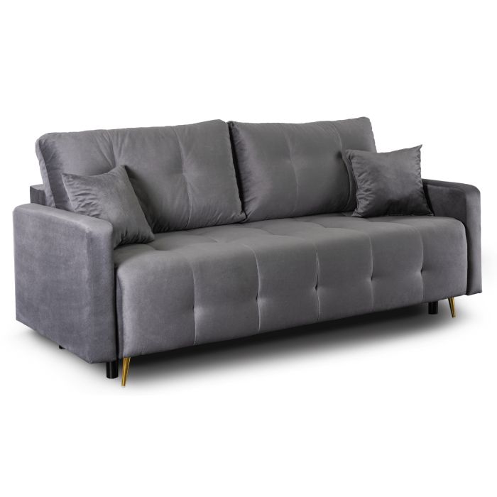 Sofa Seul Mebel Elite Rozkładana z Funkcją Spania i Pojemnikiem Szara 1 szt