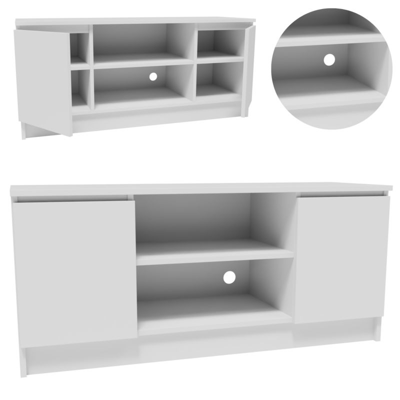 Szafka rtv Matkam stolik 2D1P120BIA komoda 120cm biała 1 szt.