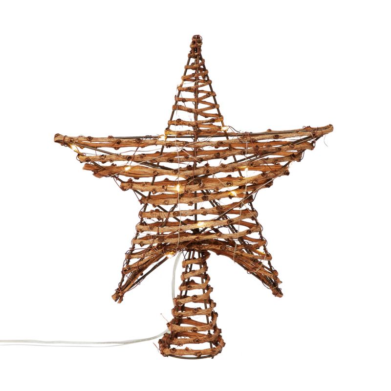 Gwiazda LED na czub choinki rattan
