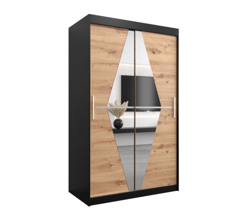 Szafa przesuwna Garderoba Abiks BOLIWIA 120 czarny mat + dąb artisan 1 szt.