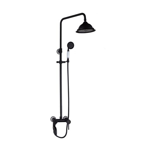 Bateria prysznicowa Lauferi POMENE mosiężna z deszczownicą czarna retro 1 szt.