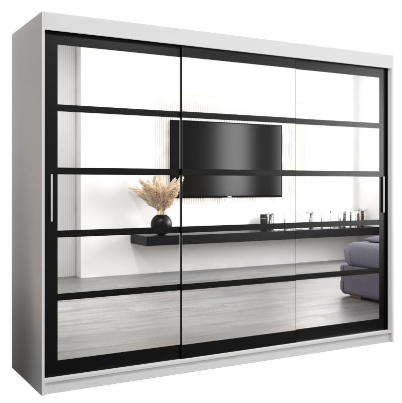 Szafa przesuwna Abiks ROMA 2 250 biały mat + czarny mat 1 szt.