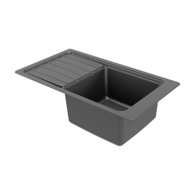 Zlewozmywak granitowy GoodHome Romesco 1-komorowy z ociekaczem czarny