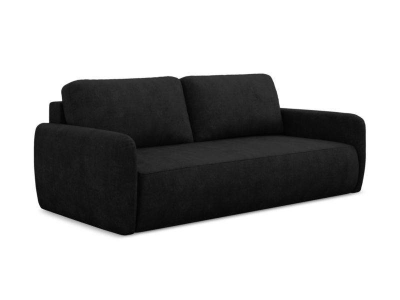 Kanapa 3-osobowa z funkcją spania LaMiaSofa CORLE z tkaniny szenilowej 218x102 cm czarny 1 szt.