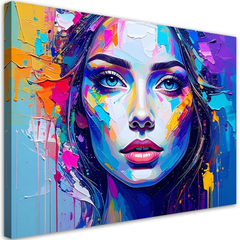 Obraz nowoczesny do salonu sypialni Feeby Kolorowy Portret Twarz Kobiety 90x60cm 1szt