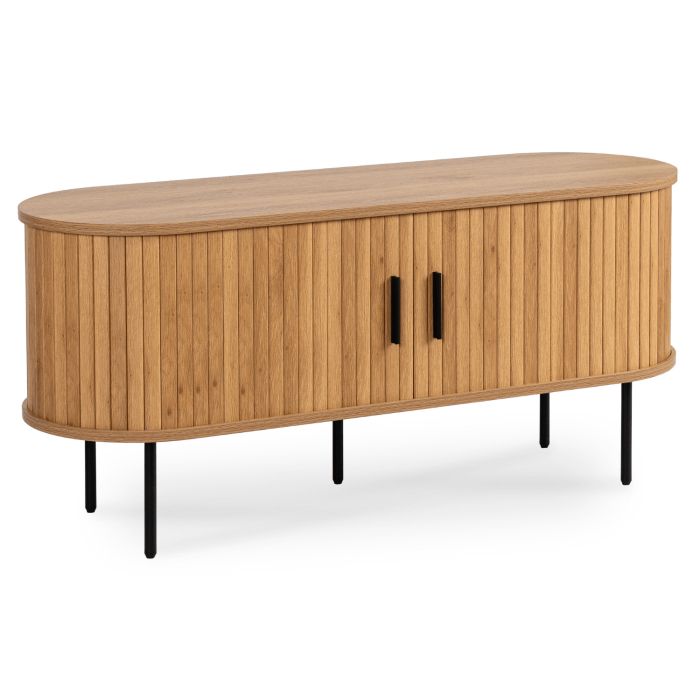 Szafka Rtv Trish 120 cm Mebel Elite Dwudrzwiowa Ryflowana Dąb 1 szt