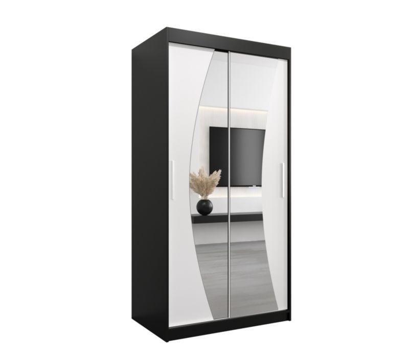 Szafa przesuwna Garderoba Abiks WAVE 100 czarny mat + biały mat 1 szt.