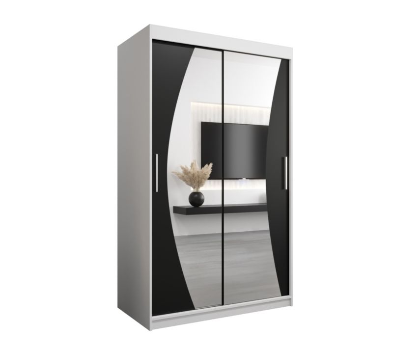Szafa przesuwna Garderoba Abiks WAVE 120 biały mat + czarny mat 1 szt.