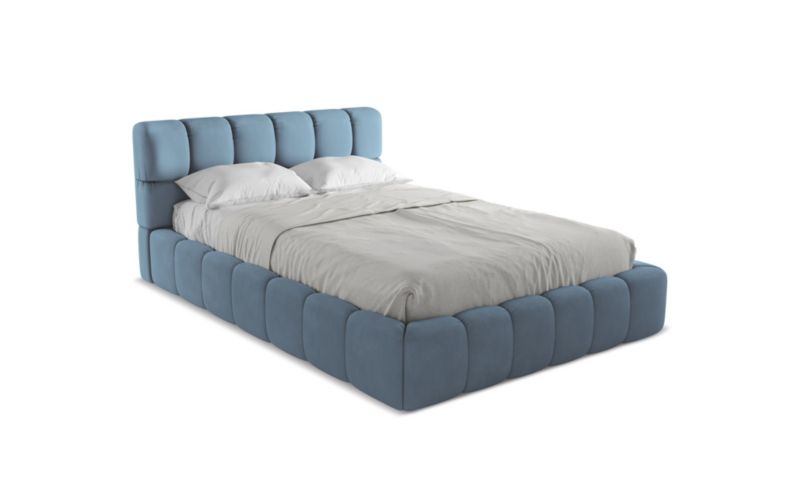 Łóżko LaMiaSofa Nalu z tkaniny szenilowej 140x200 jeans 1 szt.