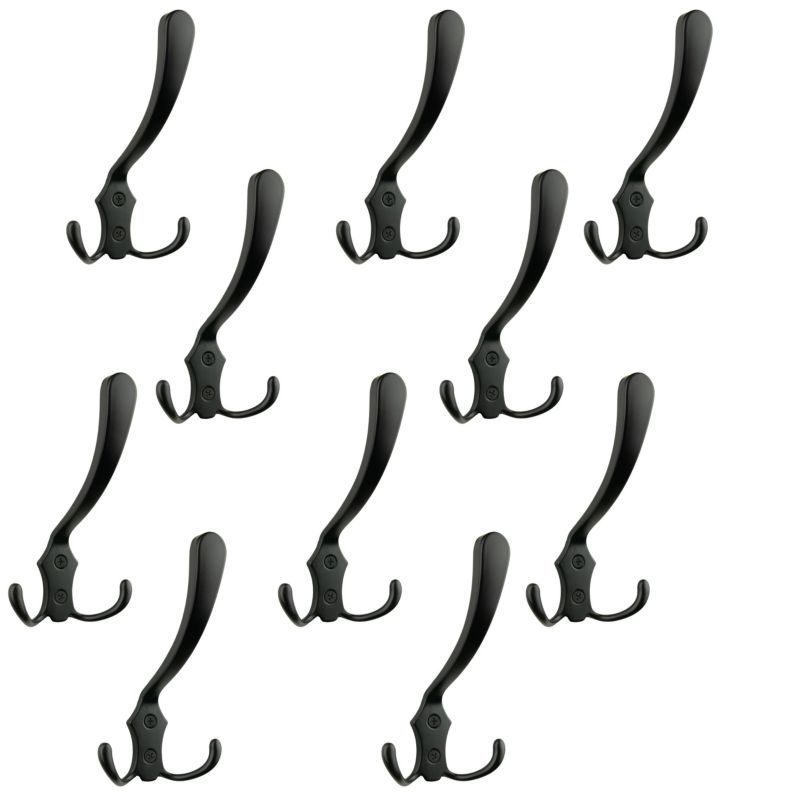 10 x Wieszak na ubrania B&B haczyk łazienkowy metalowy czarny 10 szt
