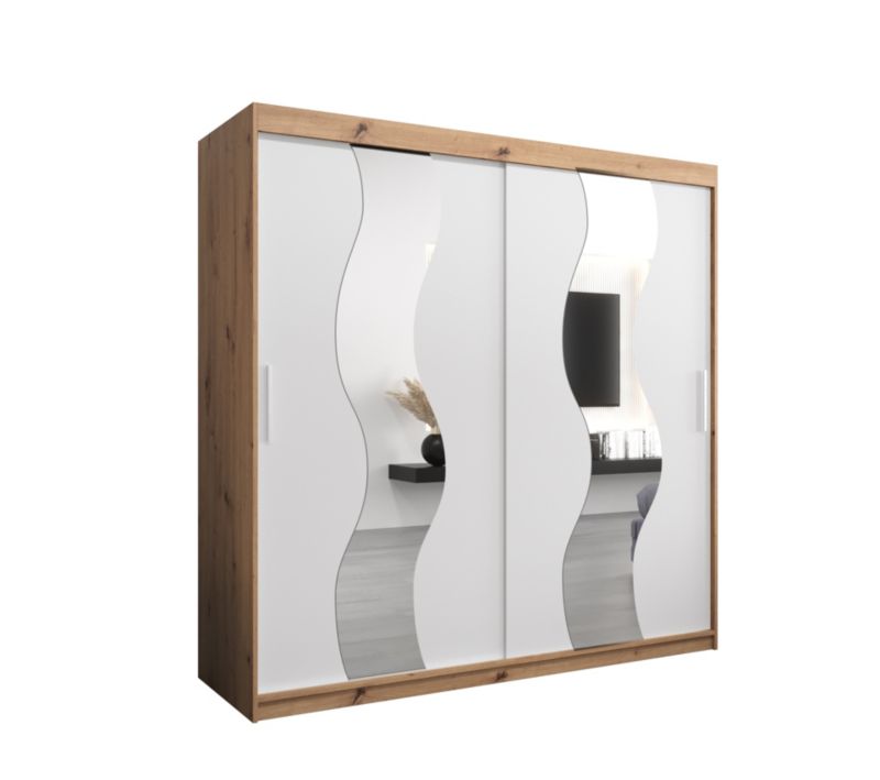 Szafa przesuwna Abiks SEWILLA 200 dąb artisan + biały mat 1 szt.