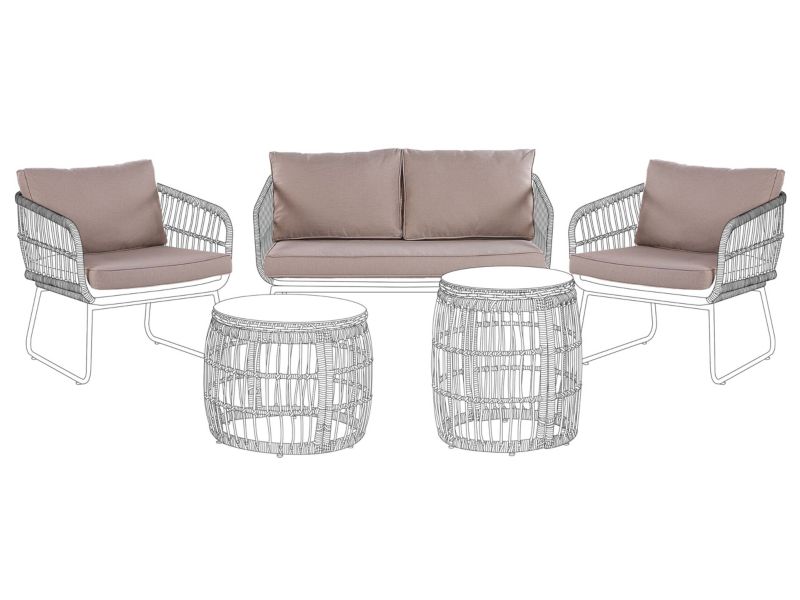 Komplet poszewek na poduchy ogrodowe RAVELLO Beżowy 1 kpl