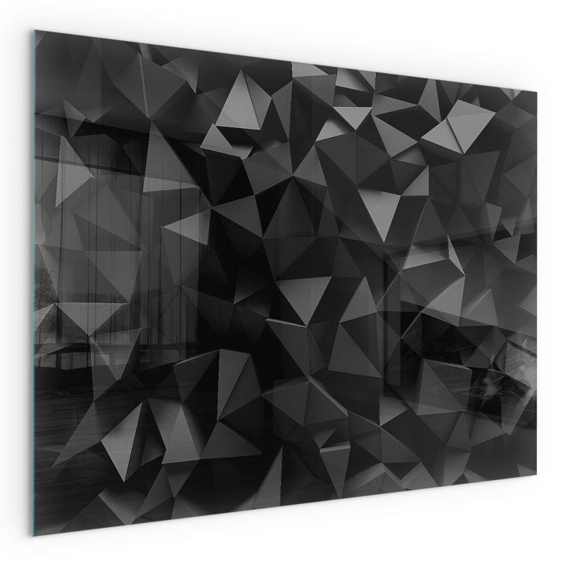 Szklana Podkładka Pod Kominek Prostokąt Wallfluent 80x60 cm Geometryczny wzór 3D 1 szt.