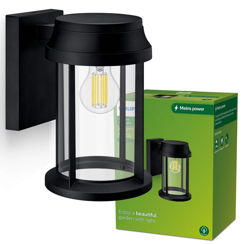 Kinkiet zewnętrzny Philips elewacyjny Bellini E27 IP44 okrągły czarny 1 szt.