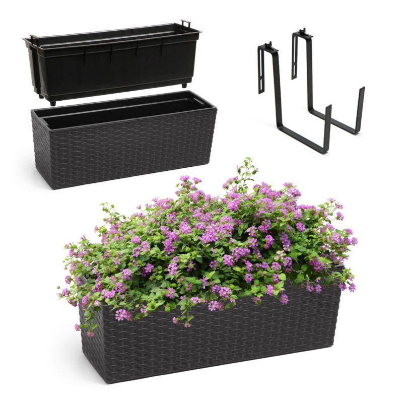 Doniczka KADAX Skrzynka Balkonowa Uchwyty 19x56cm Czarna 1szt.